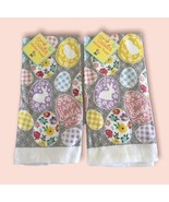 Happy Easter Eggs Kitchen Dish Towels Set of 2 Spring 100% Cotton Bunny ... - £14.86 GBP
