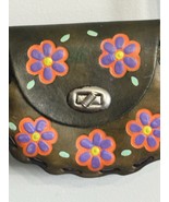 Vintage 70s Mexico Leather Purse Hand Painted Flowers Tooled Boho Hippie... - $454.90 MXN