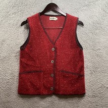 Wikona size small Red Vest Buttons pocket christmas - $9.60