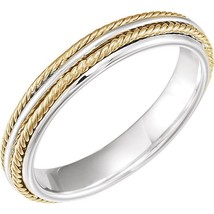 Authenticity Guarantee 
Fancy Rope Wedding Band in 14k Yellow and White Gold - £889.66 GBP+