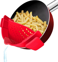 Clip-On Strainer Silicone for All Pots ，Collapsible Colander for Pasta，Meat, Pas - £16.69 GBP