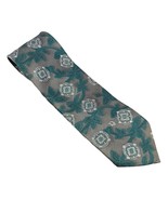 Vintage Christian Dior Gray Teal White Diamond Floral Leaf Silk Blend Ne... - $31.72