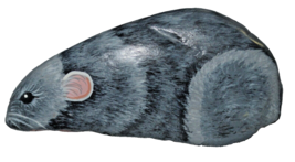 Pink &amp; Gray Mouse Hand-Painted on Rock, Signed, 4” Long - $9.99