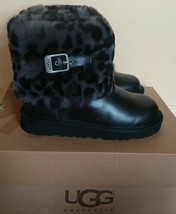 UGG Australia Kids Ellee Animal Black Sheepskin Boots, Sz 2 NIB! - $113.84