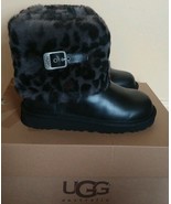 UGG Australia Kids Ellee Animal Black Sheepskin Boots, Sz 2 NIB! - $113.84