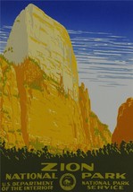 Zion National Park Travel Poster Fine Art Lithograph S2 - £240.31 GBP