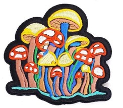 Multicolored Mushrooms Iron On Sew On Embroidered Patch 3&quot;x 2 3/4&quot; - £4.52 GBP