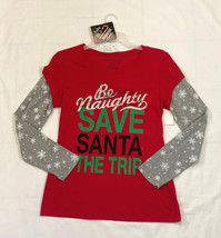 NWT Festive Christmas tee and headband set Be Naughty juniors XXL knit top - £4.80 GBP