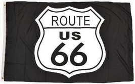 3X5 Route 66 Black and White Flag 3&#39;x5&#39; Flag Banner USA SELLER - £24.41 GBP