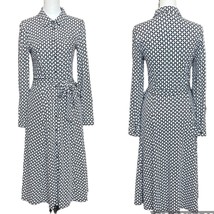 Boden NWT Susannah Long Sleeve Jersey  Knit Shirt Dress Navy Lattice Size 6 Long - £43.56 GBP