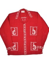 Vintage Guatamalan Shirt Mens L 16 Red Embroidered Quetzal Bird Souvenir - $111.20