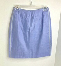 J Crew Womens Sz 0 Light Blue Linen Skirt Gray Stripe Down Sides Back Zip - $13.86