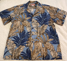 RJC MENS HAWAIIAN BLUE PALM LEAF SHORT SLEEVE SHIRT XL - $16.69