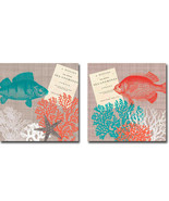 Vintage Sealife by Scaletta 2-pc Canvas Giclee Art Set (24 in x 24 in each) - £146.59 GBP