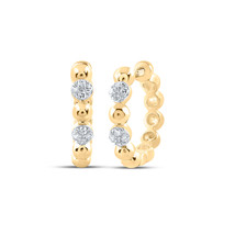 10K YELLOW GOLD ROUND DIAMOND HOOP EARRINGS 1/10 CTTW - £298.72 GBP