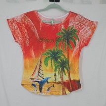 Gulliver&#39;s Compass Women Graphic Top XL Holmes Beach Florida Tropical Va... - £7.99 GBP