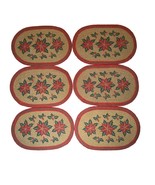VHC Poinsettia Christmas Placemat Jute Country Oval Braided Primitive Se... - $49.49