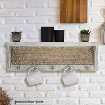 Shabby Chic Wall Mounted Rustic Coat Rack White Distressed Farmhouse Sty... - $93.49