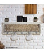 Shabby Chic Wall Mounted Rustic Coat Rack White Distressed Farmhouse Sty... - $128.29 CAD