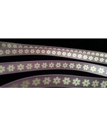 3/8&quot; inch Flower pattern purple grosgrain RIBBON 1 yd  Daisy lilac viole... - $2.96 CAD