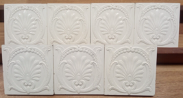 Lot of 7 original recovered antique tiles Art Nouveau Germany Embossed flowers - £146.98 GBP