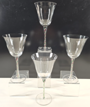 (4) Pier 1 Green Red White Twist Water Goblets Set Candy Cane Stemware P... - £51.53 GBP