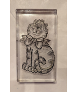 Smiling Cat w/ Bow, Craft Rubber Stamp w/ Clear Back, by Provo Craft - £3.86 GBP