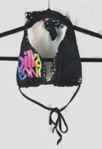 Billabong Logo Sexy Halter Top Black Rainbow And Animal Print Reversible Sz Sm - $18.81