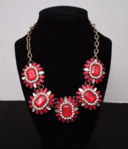 Red Oversize Runway Style Necklace  20&quot; Rhinestones Couture - £14.67 GBP