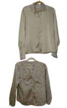 Lot of 2 Beige Satin Long Sleeve Dress Shirts Career Love 21 JH Collectible 8/M - £11.56 GBP