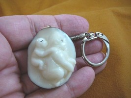 (TNE-APE-GO-251A) Gorilla + baby ape monkey keychain TAGUA NUT figurine carving - £12.88 GBP