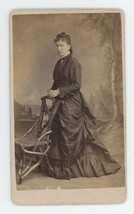 Antique CDV Circa 1870s Beautiful Woman Stunning Black Dress Barlows New York NY - £9.64 GBP