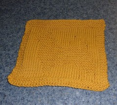 Handmade Knit Norwich Terrier Dog Silhouette Gold Dishcloth 8 Inch Brand New - £6.66 GBP