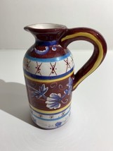 Ganz Bella Casa hand painted pitcher 5.75 inch tall Burgundy flower pattern - $14.54