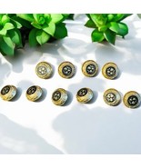 Vtg La Mode 10 Gold Tone Floral Black Metal Shank Buttons ITALY 3/4&quot; 19m... - $34.08 CAD
