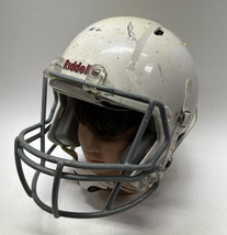Riddell Youth Football Helmet White w/ Gray Facemask &amp; chinstrap Sz Medi... - £67.93 GBP