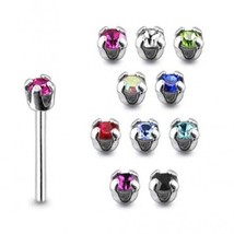 10 PCs in BOX Four Claw Pink Cubic Zirconia 925 Sterling Silver Nose Stud 22G - £37.21 GBP