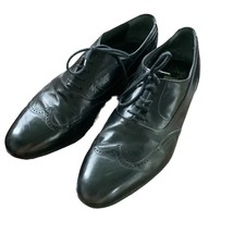 VTG Bruno Magli Black Leather Wing Tip Dress Shoes Mens Size 9.5 M Made In Italy - £136.39 GBP