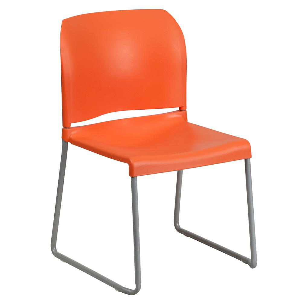 HERCULES Series 880 lb. Capacity Orange Full Back Contoured Stack Chair with Gra - $92.99