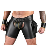 Men&#39;s Real Leather Carpenter Shorts With Cargo Pockets Breeches BLUF Gay... - $123.33 CAD