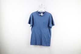 Vintage 90s Russell Athletic Mens Small Distressed Blank Pocket T-Shirt Blue USA - $34.60