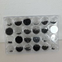 Black Beads Spacers w/24 Compartment Storage Tray Seed Various Size Shape Shade - £12.37 GBP