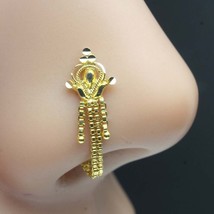 Dangle 14k Real Solid Gold Indian Chain Style Women Nose Stud Pin - £56.73 GBP