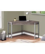 Monarch Specialties I 7501 42 in. Dark Taupe Corner &amp; Silver Metal Compu... - $556.88