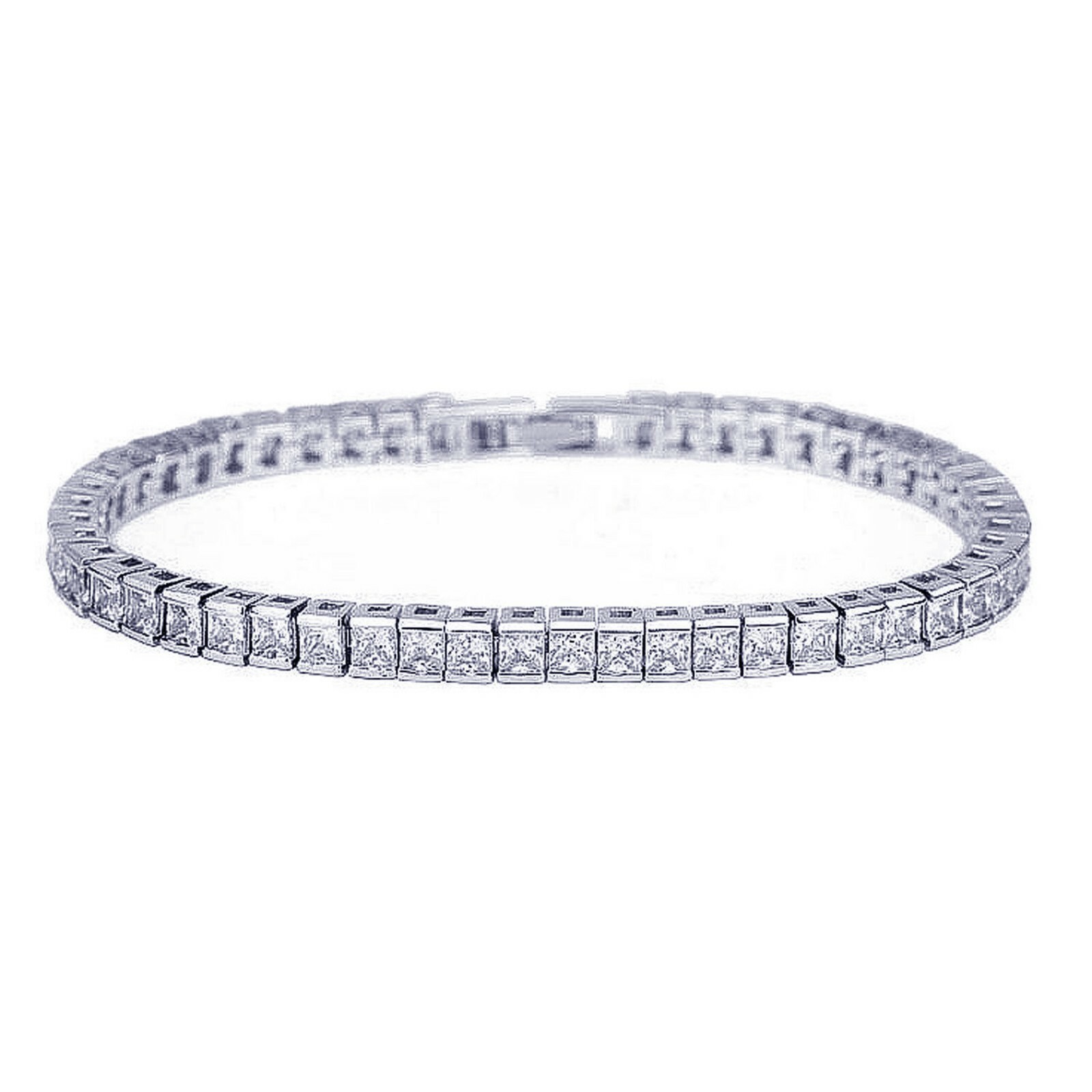 14K White Gold Plated Silver 3Ct Princess CZ Tennis Bracelet 7&quot; Mothers ... - $93.49