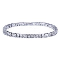 14K White Gold Plated Silver 3Ct Princess CZ Tennis Bracelet 7&quot; Mothers ... - $1,779.72 MXN