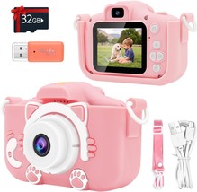 Pink Yue3000 Upgrade Kids Cat Camera, Gifts For Boys And Girls Of Ages 3-9, - £31.63 GBP