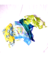 Lot of 4 Square Scarfs Approximately 20x20 Yellows Blues &amp; Greens - €15,40 EUR