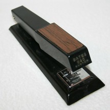 Vintage Bates 640 Custom Faux Wood Grain Top Black Working Desk Stapler Made Usa - £10.24 GBP