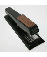 Vintage BATES 640 CUSTOM Faux Wood Grain Top Black Working DESK STAPLER ... - £10.07 GBP